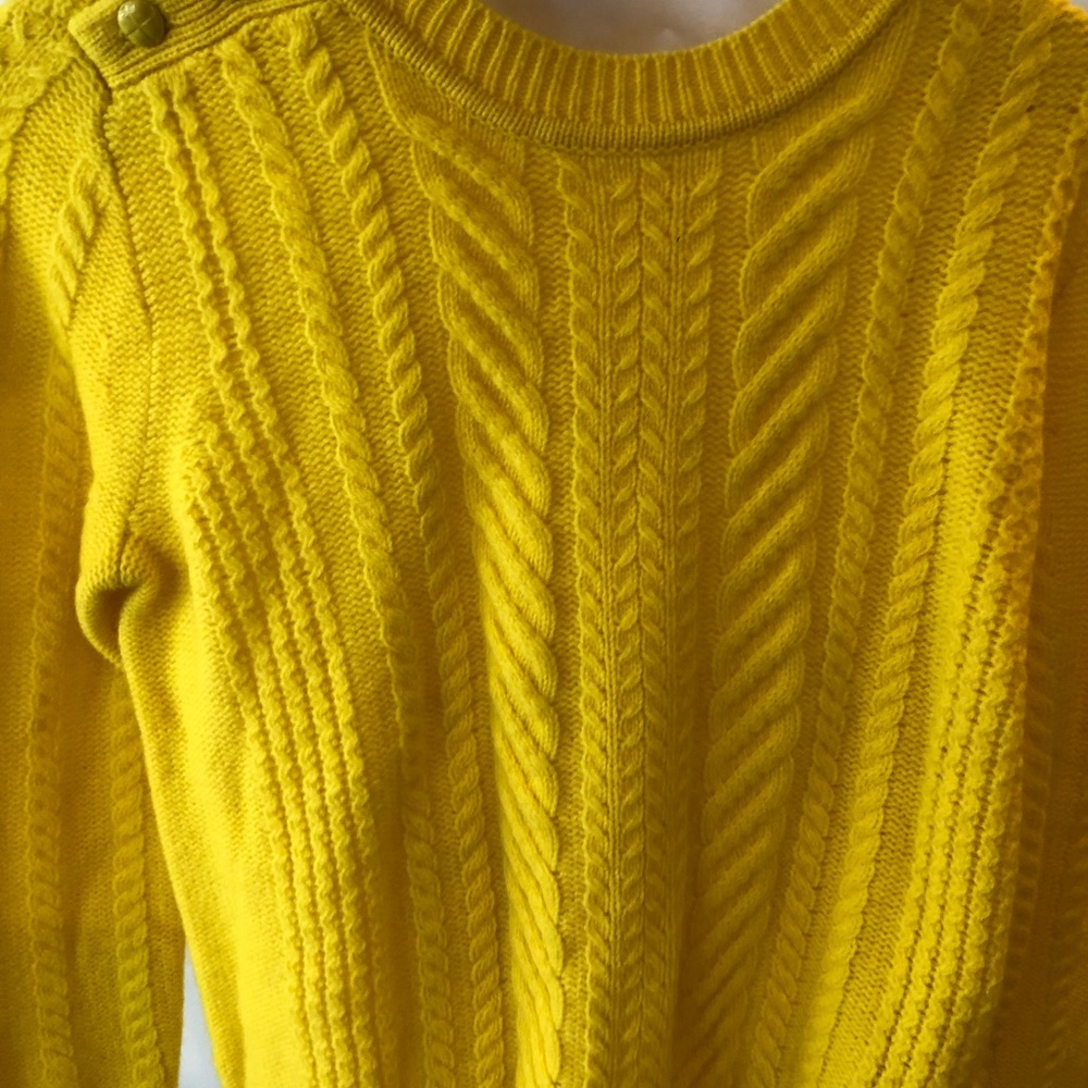 Jcrew yellow cable knit sweater